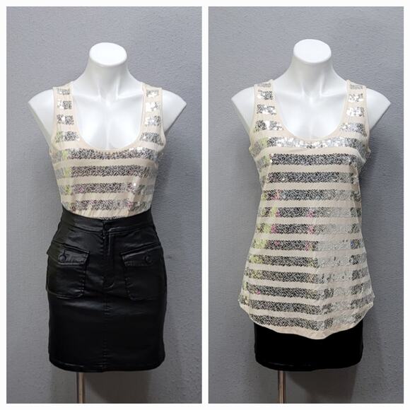 GARNET HILL SEQUINED TANK TOP, SIZE S - Picture 1 of 7